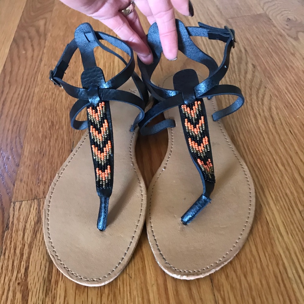 Black tribal sandals
